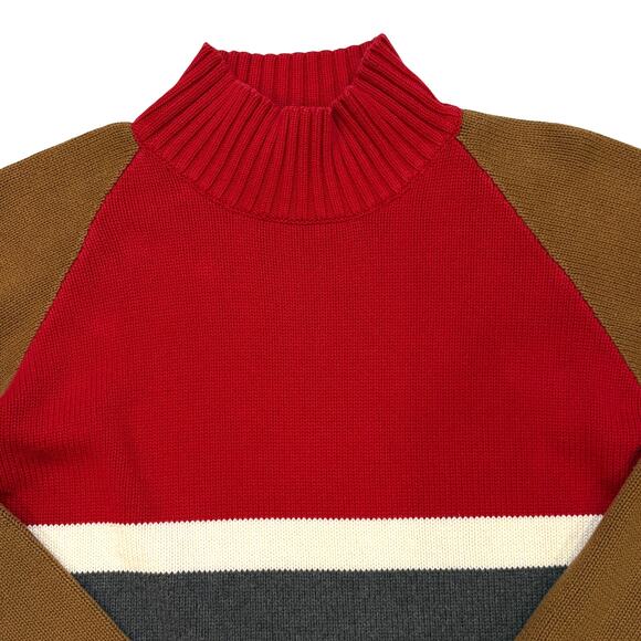 Vtg Polo Jeans Co Ralph Lauren Sweater Womens Large Color Block High Neck Y2K - Picture 3 of 9